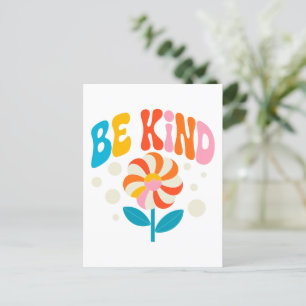 Be Kind Colourful Flower - Inspirational Positive Postcard