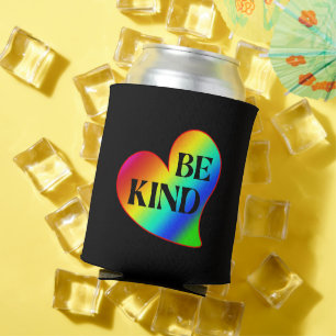 Be Kind Colourful Heart Rainbow Can Cooler