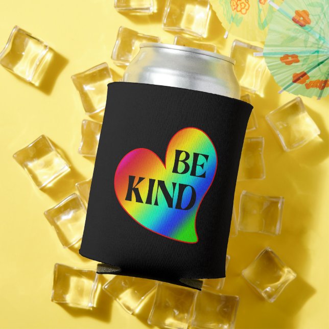 Be Kind Colourful Heart Rainbow  Can Cooler (In Situ Summer)