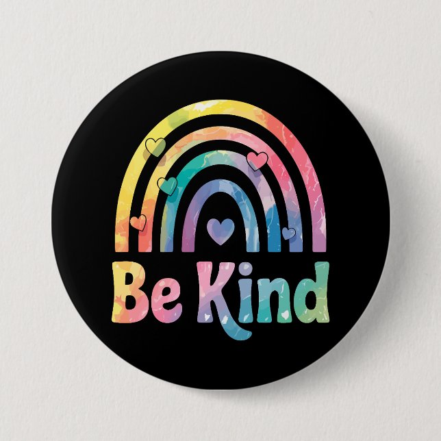 Be Kind Colourful Rainbow – Inspirational Positive 7.5 Cm Round Badge (Front)