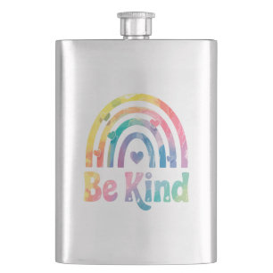 Be Kind Colourful Rainbow – Inspirational Positive Hip Flask