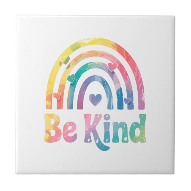 Be Kind Colourful Rainbow – Inspirational Positive Tile (Front)