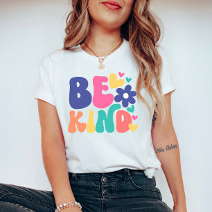 Be Kind Colourful with Hearts and Flower T-Shirt