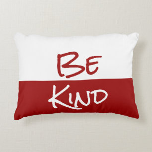 Be Kind,  Crimson Red & White Accent Decorative Cushion
