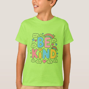 Be Kind - Cute and Colourful Rainbow T-Shirt Desig