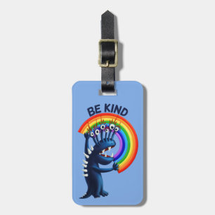 Be Kind - Cute Character Rainbow Positive Message Luggage Tag