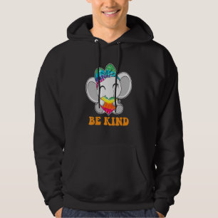 Be Kind Cute Elephant Groovy Hippie Peace Retro 70 Hoodie
