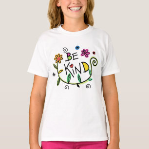 Be Kind Cute Floral Trendy Girls T-Shirt