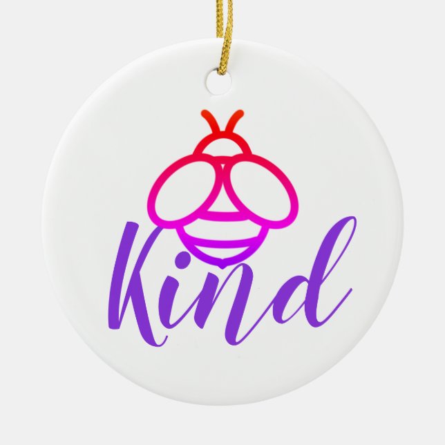 Be Kind - cute honey bee design  Ceramic Tree Decoration (Front)