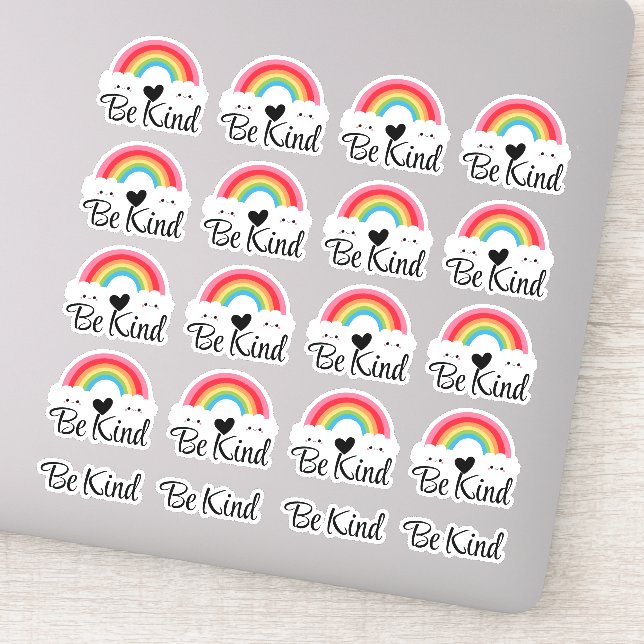 Be Kind Cute Rainbow Heart Sticker Pack (Detail)