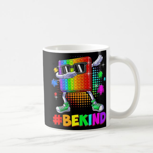 Be Kind Dabbing Puzzle Pop It Piece Autism Awarene Coffee Mug (Right)