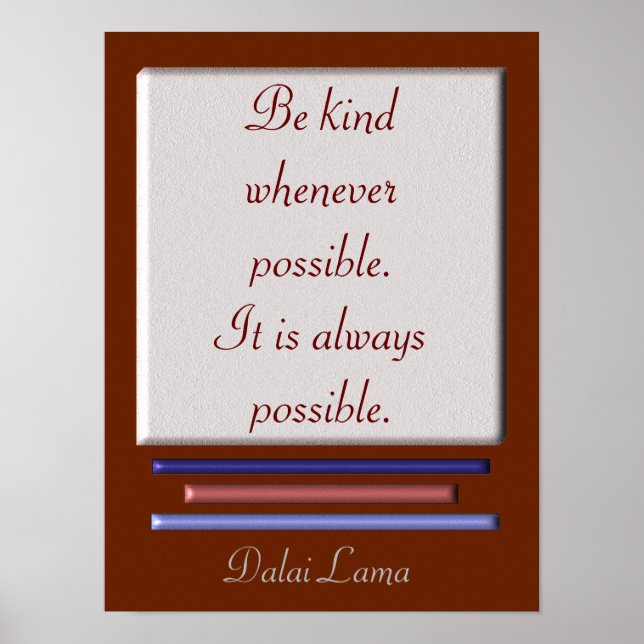 Be Kind - Dalai Lama quote - art print (Front)