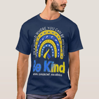 Be Kind Down Syndrome Awareness Rainbow Family Kid T-Shirt
