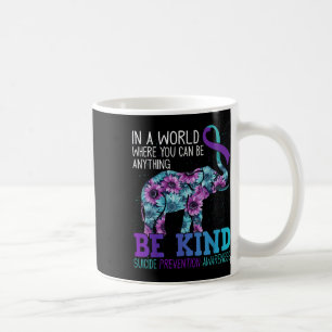 Be Kind Elephant Sunflower Teal Purple Ribbon Coffee Mug