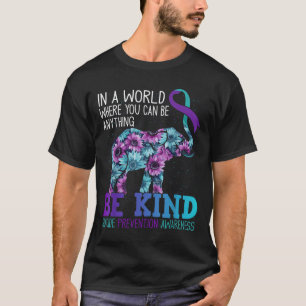 Be Kind Elephant Sunflower Teal Purple Ribbon T-Shirt