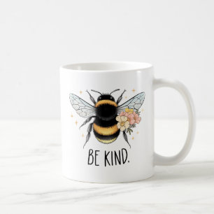 Be Kind Floral Cute Bee Inspirational Design Coffee Mug