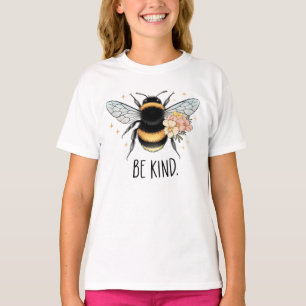 Be Kind Floral Cute Bee Inspirational Design T-Shirt