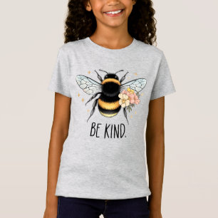 Be Kind Floral Cute Bee Inspirational Design T-Shirt