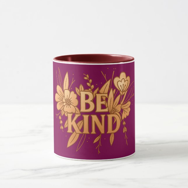 Be Kind | Gold Floral Inspirational Combo Mug (Center)