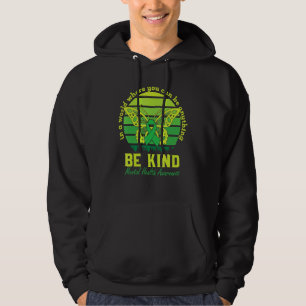 Be Kind Green Ribbon Butterfly Mental Health Aware Hoodie