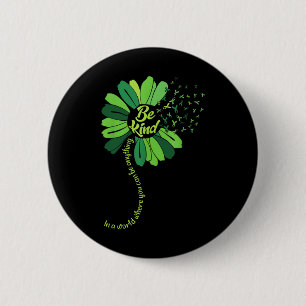 Be Kind Green Ribbon Sunflower Mental Health Aware 6 Cm Round Badge