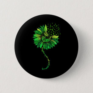 Be Kind Green Ribbon Sunflower Mental Health Aware 6 Cm Round Badge