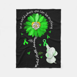 Be Kind Green Ribbon Sunflower Mental Health Aware Fleece Blanket