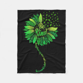 Be Kind Green Ribbon Sunflower Mental Health Aware Fleece Blanket
