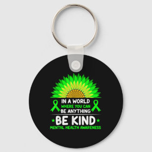 Be Kind Green Ribbon Sunflower Mental Health Aware Key Ring