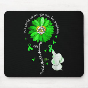 Be Kind Green Ribbon Sunflower Mental Health Aware Mouse Mat