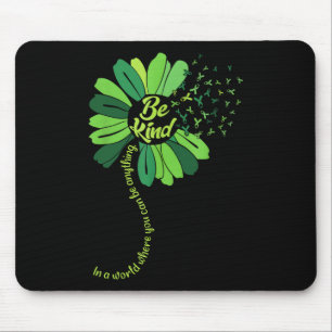 Be Kind Green Ribbon Sunflower Mental Health Aware Mouse Mat