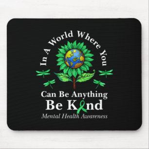 Be Kind Green Ribbon Sunflower Mental Health Aware Mouse Mat