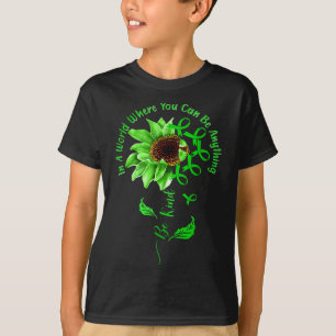 Be Kind Green Ribbon Sunflower Mental Health Aware T-Shirt