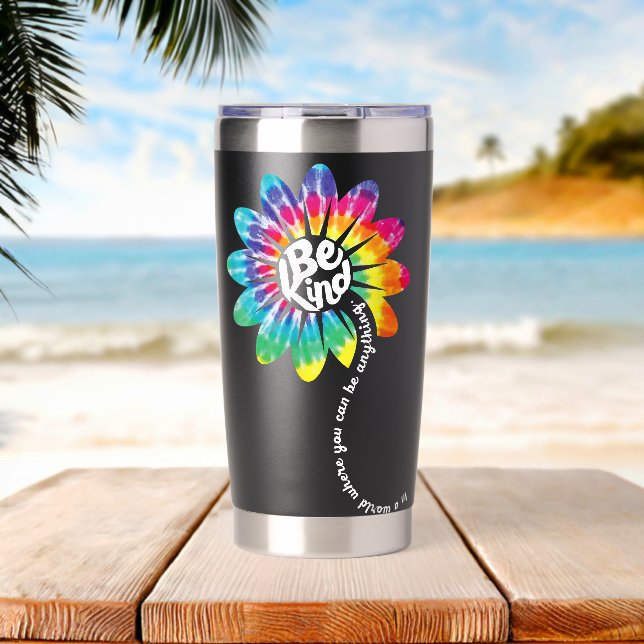 Be Kind Groovy Tie Dye Flower Power Insulated Tumbler (Beach (Rotated))