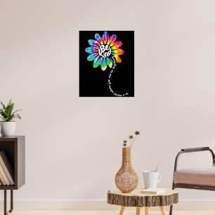 Be Kind Groovy Tie Dye Flower Power Poster
