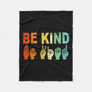 Be Kind Hand Sign Asl Autism Awareness Men Women K Fleece Blanket