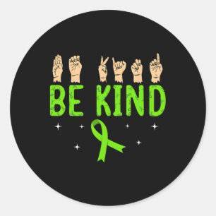Be Kind Hand Sign Language Asl Mental Health Aware Classic Round Sticker