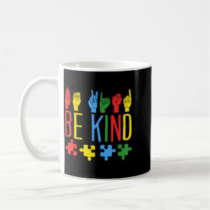 Be Kind Hand Sign Language Puzzle Au Awareness Asl Coffee Mug