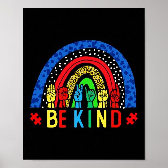 Be Kind Hand Sign Language Puzzle Autism Awareness (Front)
