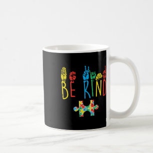 Be Kind Hand Sign Language Puzzle Autism Awareness Coffee Mug