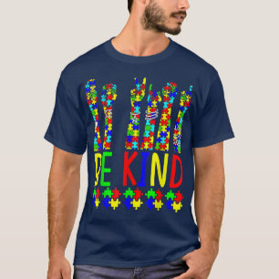 Be Kind Hand Sign Language Puzzle Autism Awareness T-Shirt