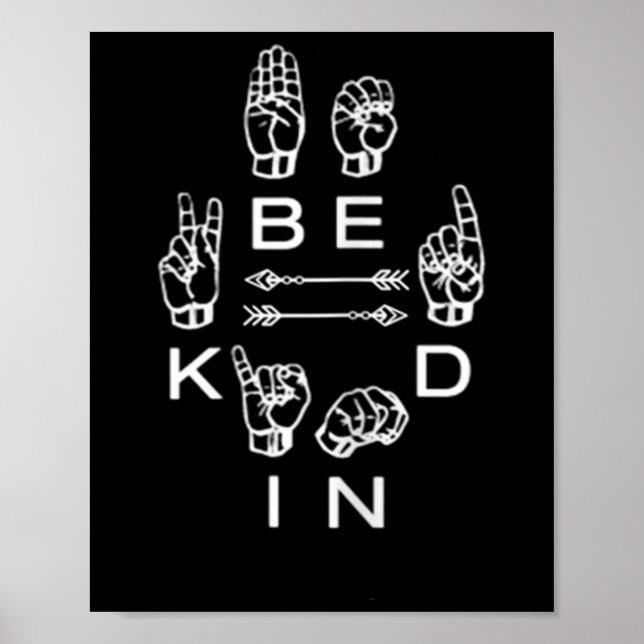 Be Kind Hand Sign Language Teacher Graphic Deaf Te (Front)