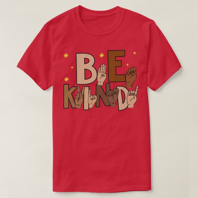 Be Kind Hand Sign Language Teachers Interpreter AS T-Shirt (Design Front)