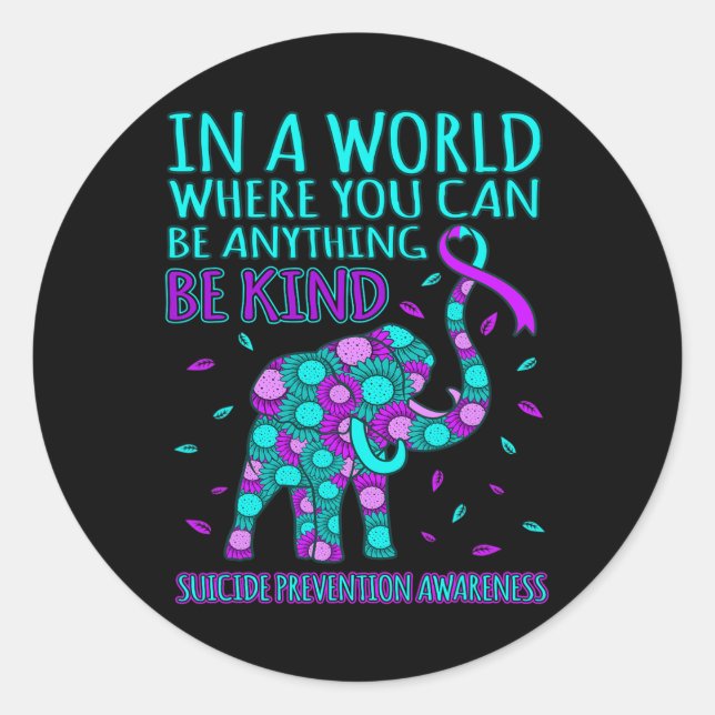 Be Kind Happy Suicide Prevention Awareness Support Classic Round Sticker (Front)