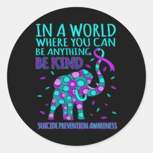 Be Kind Happy Suicide Prevention Awareness Support Classic Round Sticker