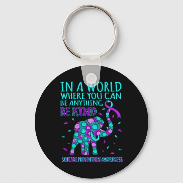Be Kind Happy Suicide Prevention Awareness Support Key Ring (Front)
