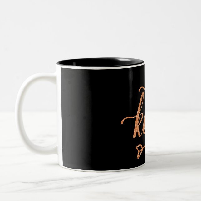 Be Kind Heart Arrows Copper Black Two-Tone Coffee Mug (Left)