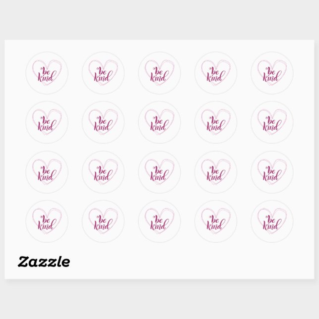  Be Kind Heart Outline Art Classic Round Sticker (Sheet)