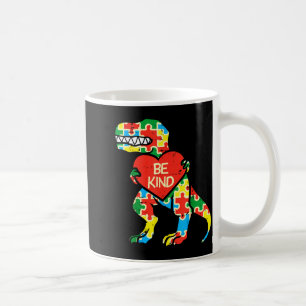Be Kind Heart Puzzle Trex Dinosaur Autism Awarenes Coffee Mug