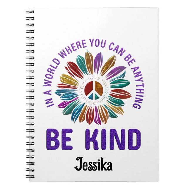 Be Kind Hippie Boho Custom Personalised  Notebook (Front)